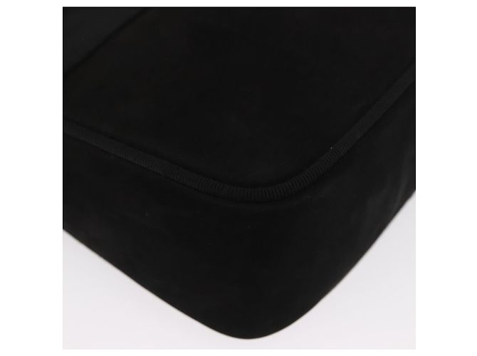 Bolsa de Ombro Vala em Camurça Preta e Dourada Auth BA10372 da Salvatore Ferragamo Preto Dourado - vista 10