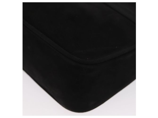 Bolsa de Ombro Vala em Camurça Preta e Dourada Auth BA10372 da Salvatore Ferragamo Preto Dourado - vista 11