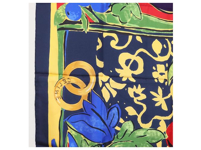 Céline Cachecol de seda CELINE Navy Auth am10790V Azul marinho - vista 15