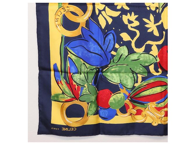 Céline Cachecol de seda CELINE Navy Auth am10790V Azul marinho - vista 18