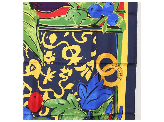 Céline Cachecol de seda CELINE Navy Auth am10790V Azul marinho - vista 7