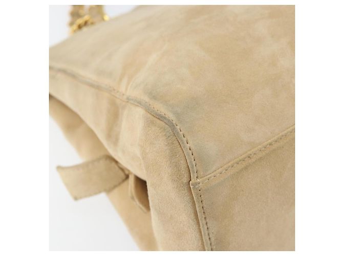 PRADA Ketten-Schultertasche Wildleder Beige Gold Auth 169631 Golden - Ansicht 15