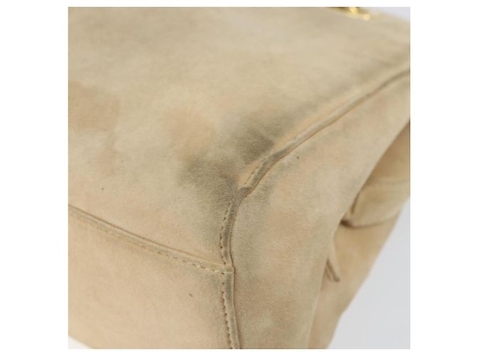 PRADA Ketten-Schultertasche Wildleder Beige Gold Auth 169631 Golden - Ansicht 16