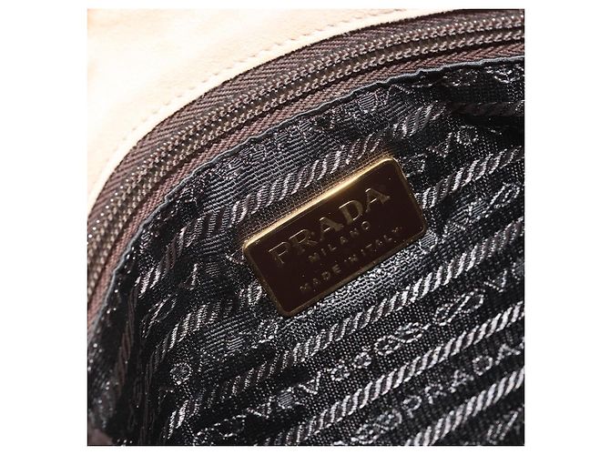 PRADA Ketten-Schultertasche Wildleder Beige Gold Auth 169631 Golden - Ansicht 19