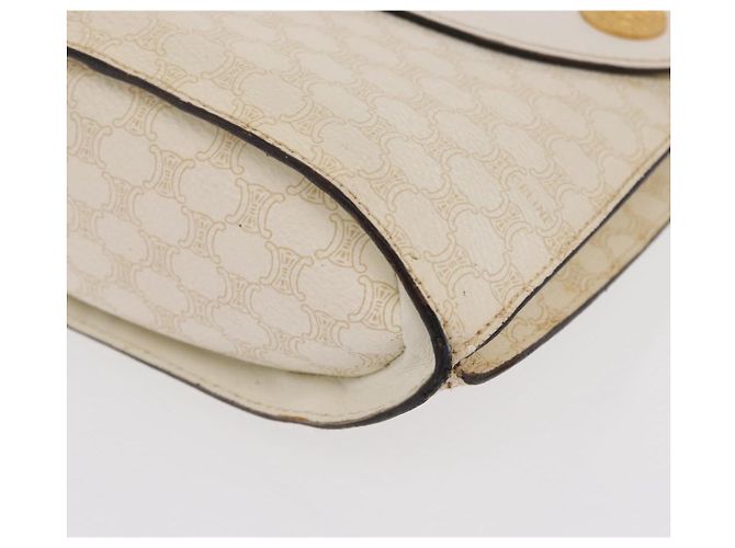 Céline Borsa a Spalla in Tela Macadam CELINE in Pelle PVC Bianco e Oro Auth 171965 D'oro - vista 11