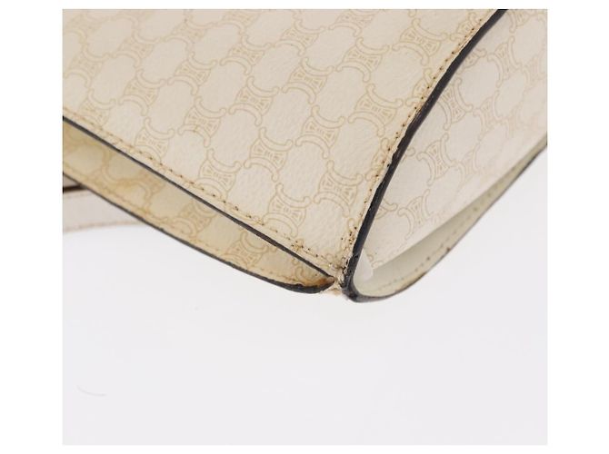 Céline Borsa a Spalla in Tela Macadam CELINE in Pelle PVC Bianco e Oro Auth 171965 D'oro - vista 12