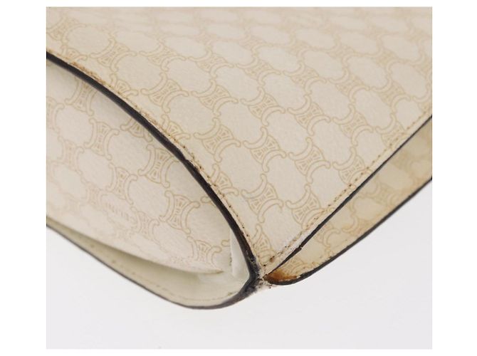 Céline Borsa a Spalla in Tela Macadam CELINE in Pelle PVC Bianco e Oro Auth 171965 D'oro - vista 13