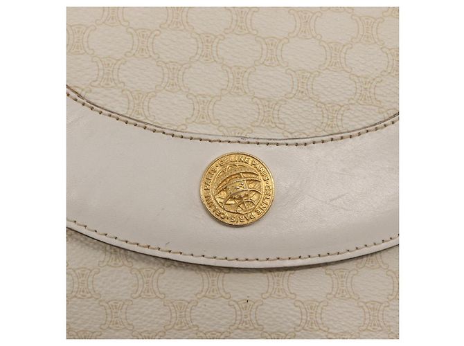 Céline Borsa a Spalla in Tela Macadam CELINE in Pelle PVC Bianco e Oro Auth 171965 D'oro - vista 15