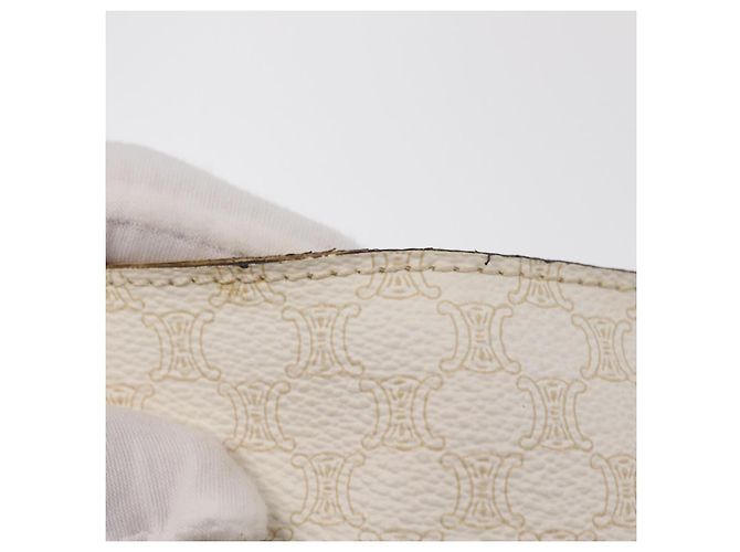 Céline Borsa a Spalla in Tela Macadam CELINE in Pelle PVC Bianco e Oro Auth 171965 D'oro - vista 17