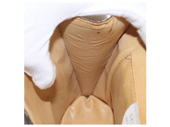 Céline Borsa a Spalla in Tela Macadam CELINE in Pelle PVC Bianco e Oro Auth 171965 D'oro - vista 21