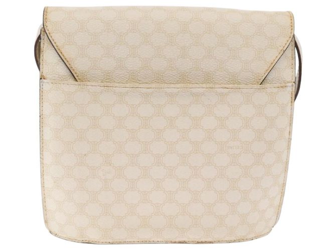 Céline Borsa a Spalla in Tela Macadam CELINE in Pelle PVC Bianco e Oro Auth 171965 D'oro - vista 3