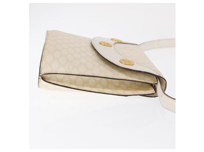 Céline Borsa a Spalla in Tela Macadam CELINE in Pelle PVC Bianco e Oro Auth 171965 D'oro - vista 4