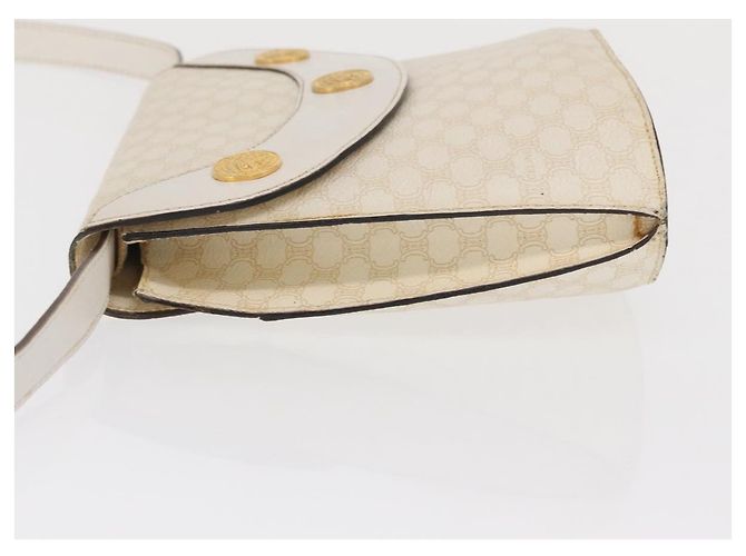 Céline Borsa a Spalla in Tela Macadam CELINE in Pelle PVC Bianco e Oro Auth 171965 D'oro - vista 5