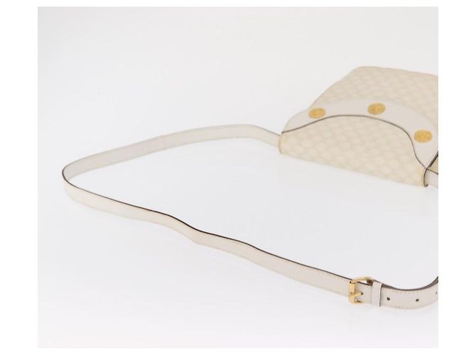 Céline Borsa a Spalla in Tela Macadam CELINE in Pelle PVC Bianco e Oro Auth 171965 D'oro - vista 7