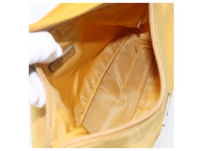 PRADA Borsa a mano in nylon giallo argento autentica ti3741 - vista 11