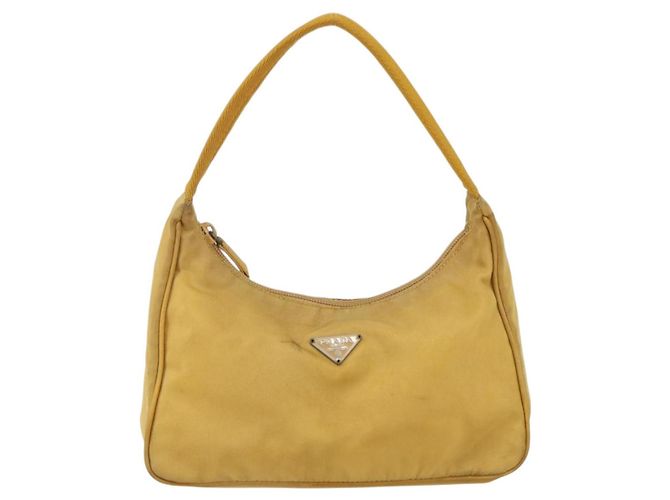 PRADA Borsa a mano in nylon giallo argento autentica ti3741 - vista 13