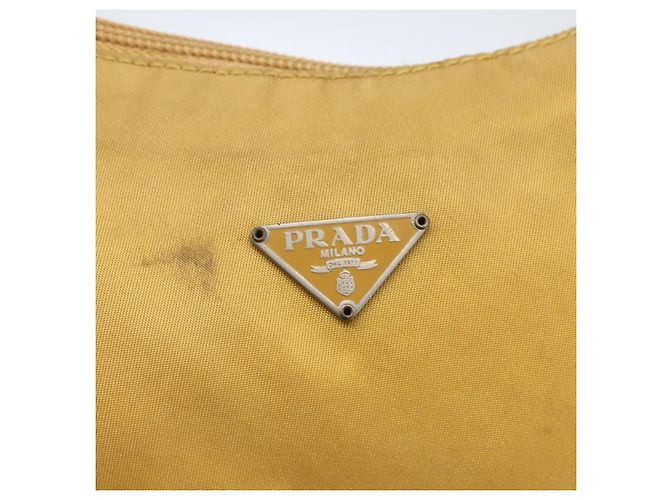 PRADA Borsa a mano in nylon giallo argento autentica ti3741 - vista 17