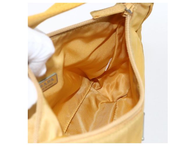 PRADA Borsa a mano in nylon giallo argento autentica ti3741 - vista 19