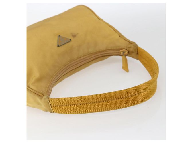 PRADA Borsa a mano in nylon giallo argento autentica ti3741 - vista 7