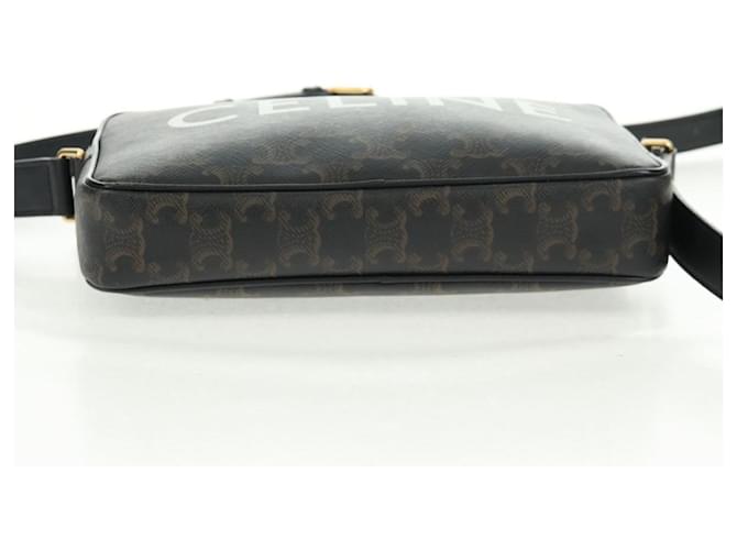 Céline Borsa a Spalla CELINE Triomphe Medium in PVC Nero e Oro Auth BA9639M D'oro - vista 11