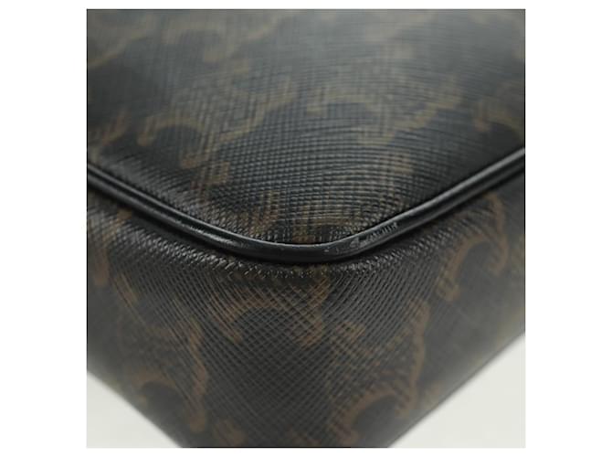 Céline Borsa a Spalla CELINE Triomphe Medium in PVC Nero e Oro Auth BA9639M D'oro - vista 12