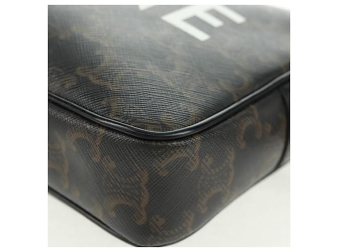 Céline Borsa a Spalla CELINE Triomphe Medium in PVC Nero e Oro Auth BA9639M D'oro - vista 13