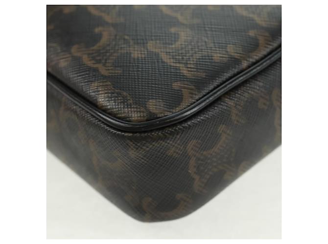 Céline Borsa a Spalla CELINE Triomphe Medium in PVC Nero e Oro Auth BA9639M D'oro - vista 15