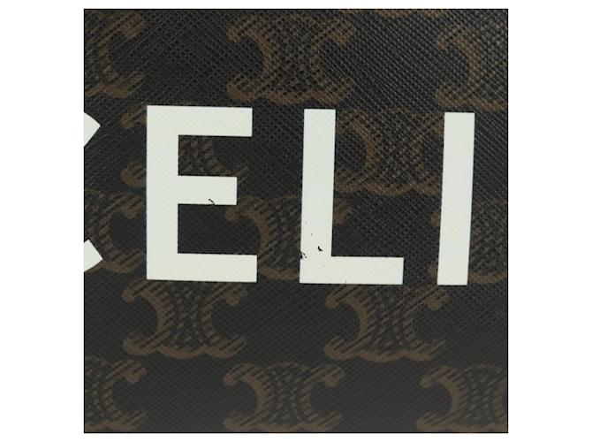 Céline Borsa a Spalla CELINE Triomphe Medium in PVC Nero e Oro Auth BA9639M D'oro - vista 3