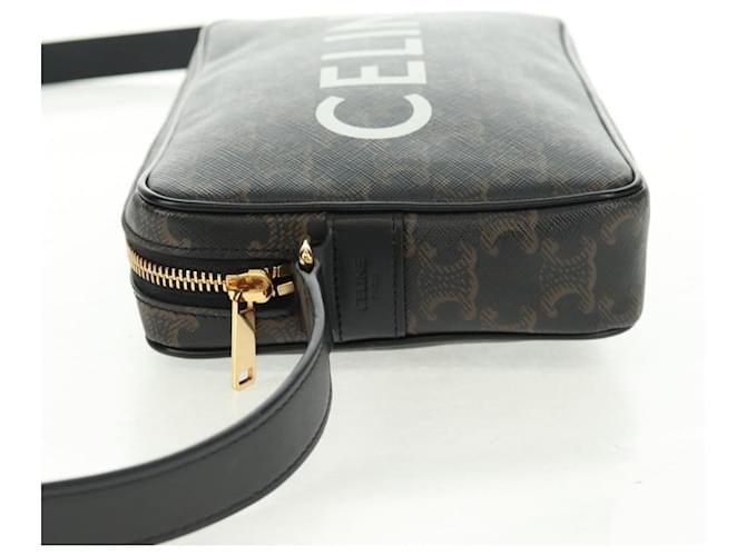 Céline Borsa a Spalla CELINE Triomphe Medium in PVC Nero e Oro Auth BA9639M D'oro - vista 5