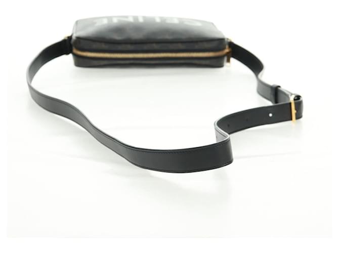 Céline Borsa a Spalla CELINE Triomphe Medium in PVC Nero e Oro Auth BA9639M D'oro - vista 8