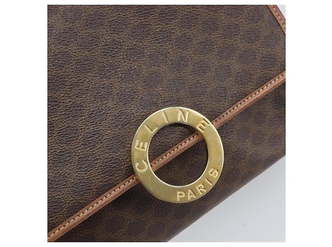 Céline Borsa a spalla circolare in tela Macadam CELINE in pelle PVC marrone oro Auth 171041 D'oro - vista 14