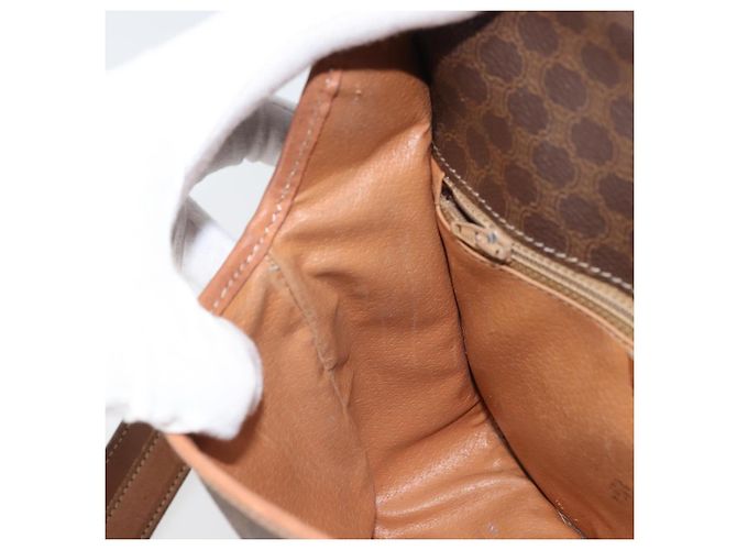 Céline Borsa a spalla circolare in tela Macadam CELINE in pelle PVC marrone oro Auth 171041 D'oro - vista 19