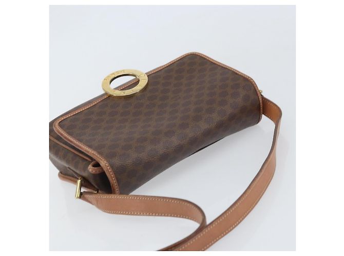 Céline Borsa a spalla circolare in tela Macadam CELINE in pelle PVC marrone oro Auth 171041 D'oro - vista 6