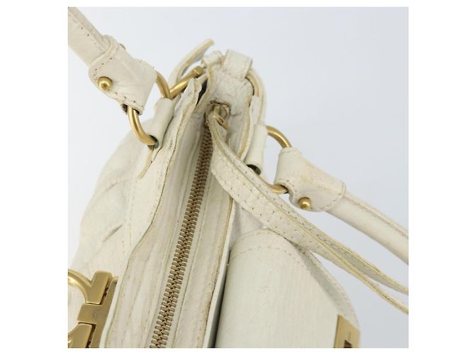 Borsa a mano in pelle bianca e oro Salvatore Ferragamo Auth bs33230 Bianco D'oro - vista 18