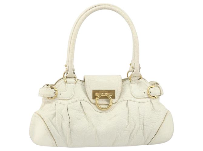 Borsa a mano in pelle bianca e oro Salvatore Ferragamo Auth bs33230 Bianco D'oro - vista 2
