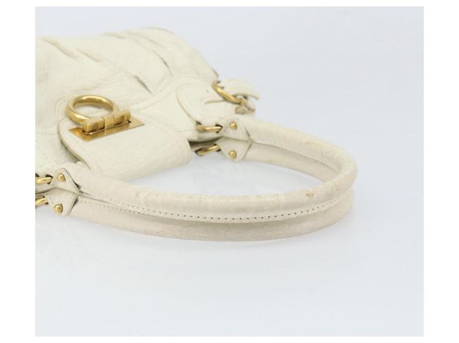 Borsa a mano in pelle bianca e oro Salvatore Ferragamo Auth bs33230 Bianco D'oro - vista 7
