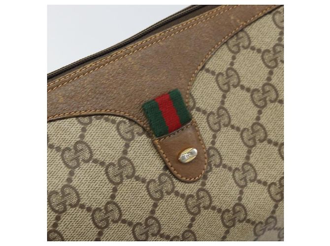 Borsa Sherry Line GG Supreme Web di GUCCI in PVC beige e oro 89 02 017 Auth 169801 D'oro - vista 14