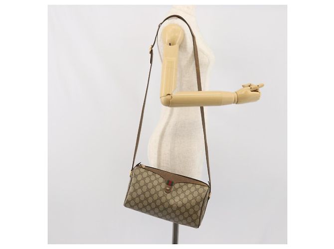 Borsa Sherry Line GG Supreme Web di GUCCI in PVC beige e oro 89 02 017 Auth 169801 D'oro - vista 23
