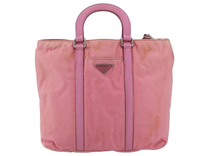 PRADA Borsa a Mano Nylon 2 in 1 Rosa Argento Auth hk3514 - vista 13