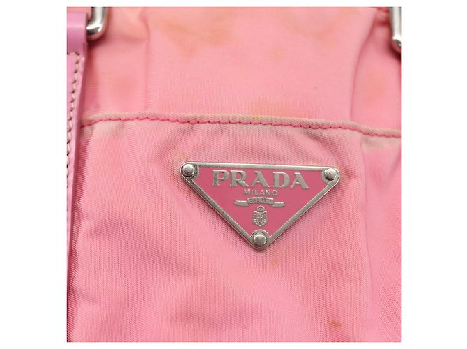 PRADA Borsa a Mano Nylon 2 in 1 Rosa Argento Auth hk3514 - vista 18