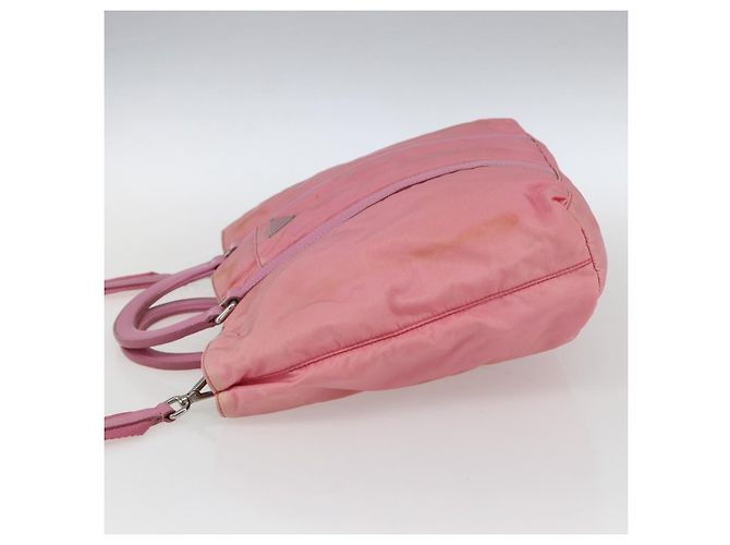 PRADA Borsa a Mano Nylon 2 in 1 Rosa Argento Auth hk3514 - vista 3