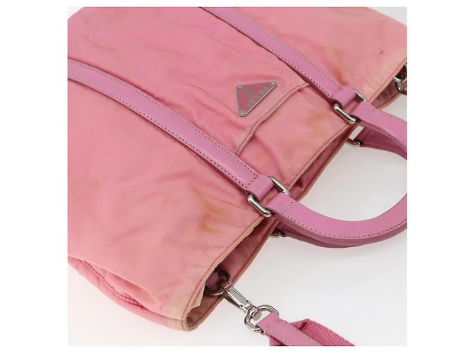 PRADA Borsa a Mano Nylon 2 in 1 Rosa Argento Auth hk3514 - vista 6