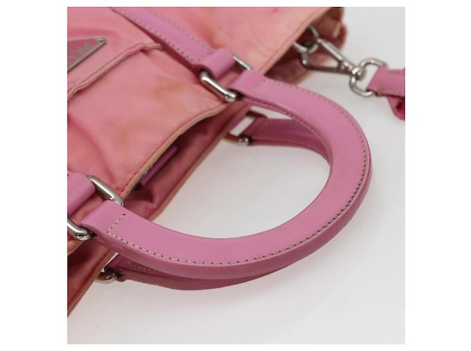 PRADA Borsa a Mano Nylon 2 in 1 Rosa Argento Auth hk3514 - vista 7