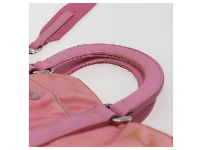 PRADA Borsa a Mano Nylon 2 in 1 Rosa Argento Auth hk3514 - vista 8