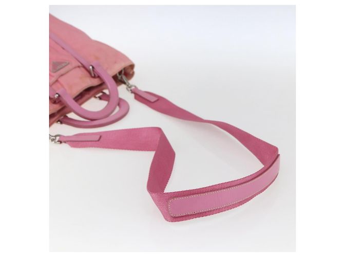PRADA Borsa a Mano Nylon 2 in 1 Rosa Argento Auth hk3514 - vista 9