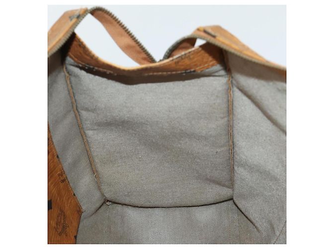 Borsa Tote MCM Logogram Vicetos PVC Marrone Oro Auth 169472 D'oro - vista 17