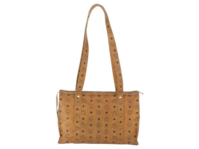Borsa Tote MCM Logogram Vicetos PVC Marrone Oro Auth 169472 D'oro - vista 3