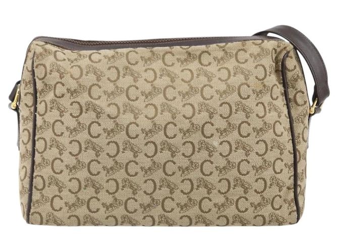 Céline Borsa a Spalla Celine C Sulky in Tela Beige Oro Auth ep13052 D'oro - vista 3