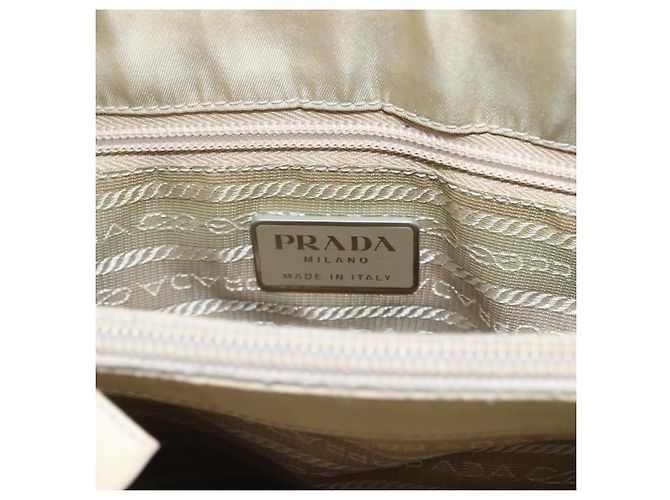 Borsa Tote PRADA Nylon Beige Argento Auth hk3495 - vista 10