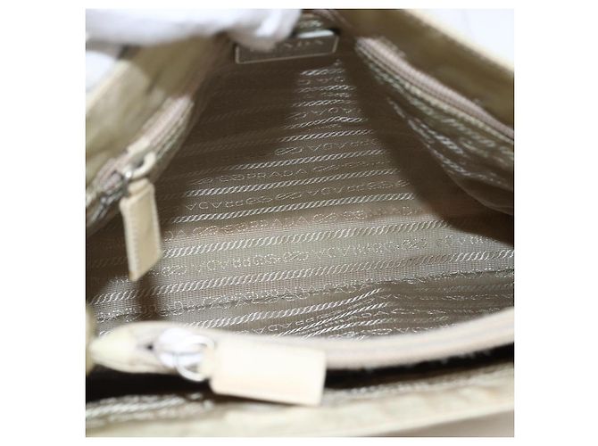 Borsa Tote PRADA Nylon Beige Argento Auth hk3495 - vista 11
